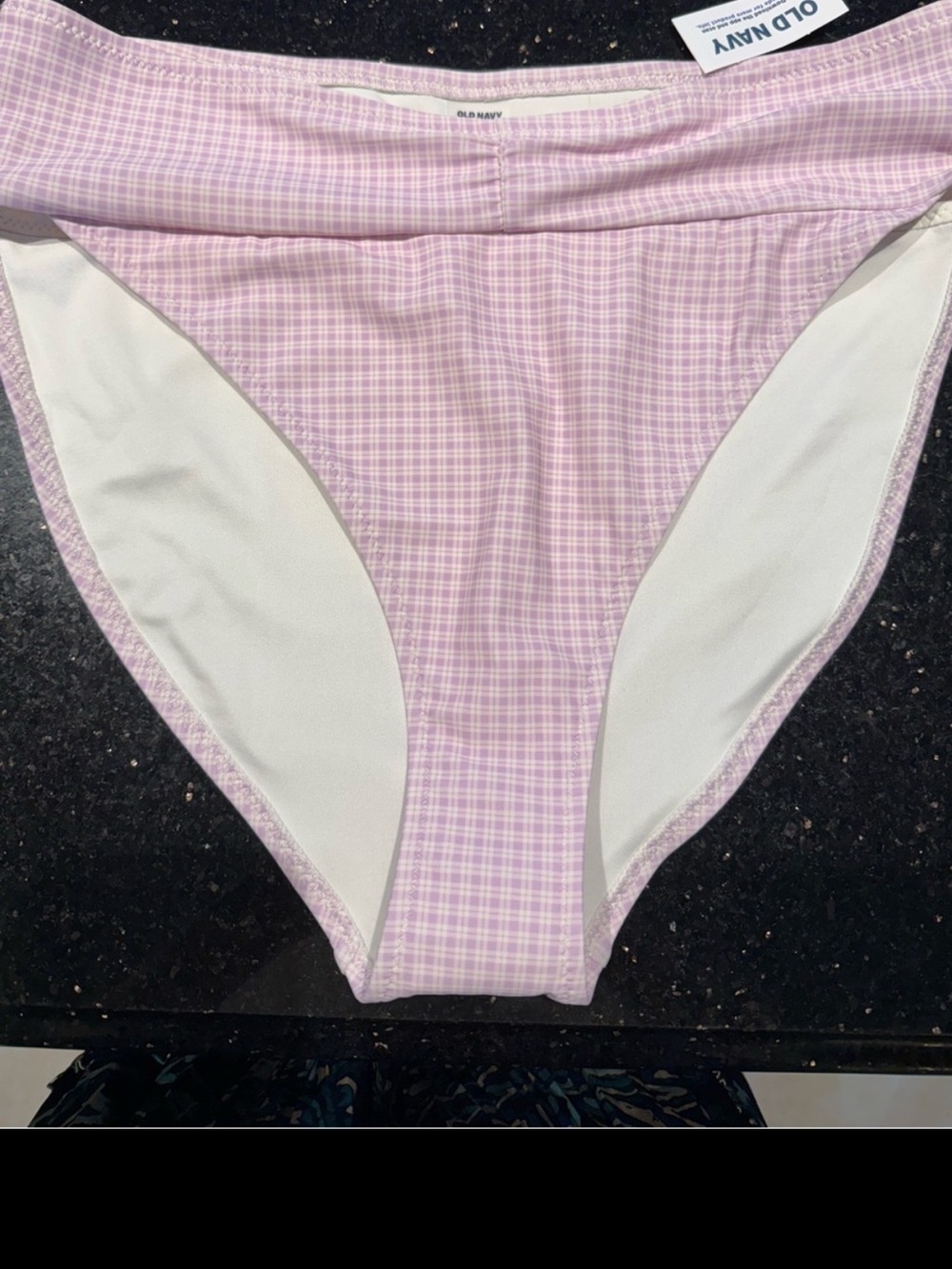 Old Navy pink Plaid bathing suit bottom with Elastic Waist